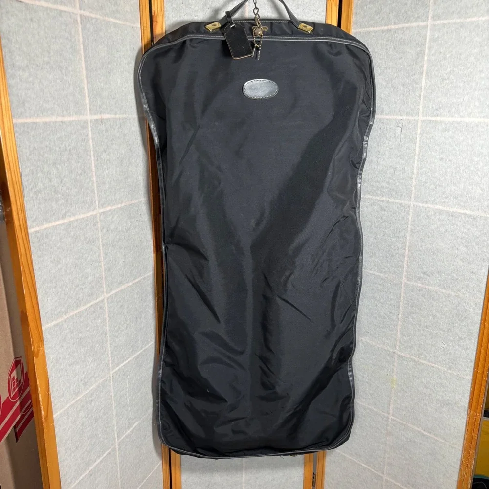 Lark Luggage Garment Bag Black Leather Trim‎ Zippered Travel Suit Carrier